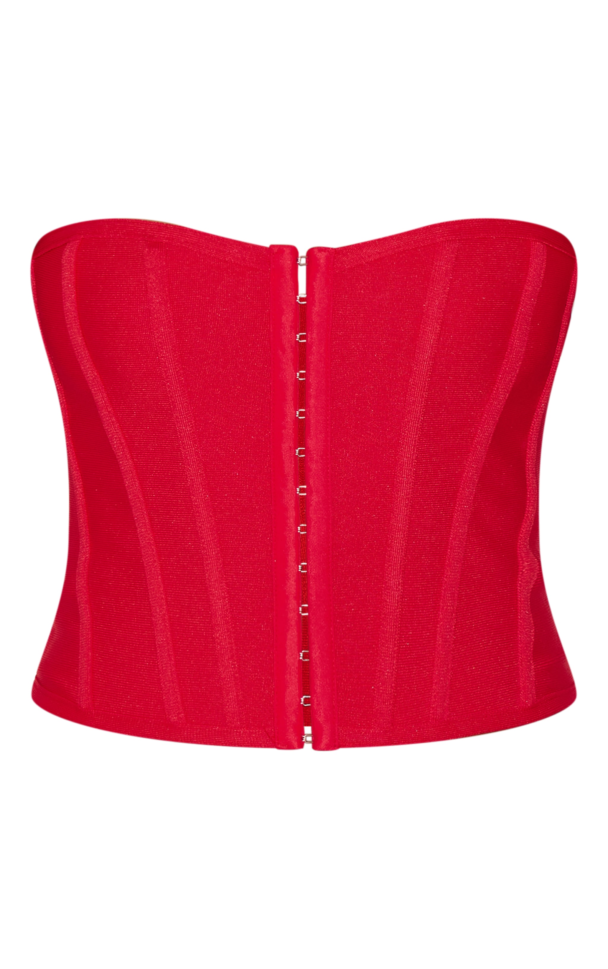 Dusty Red Bandage Hook And Eye Structured Corset | Tops