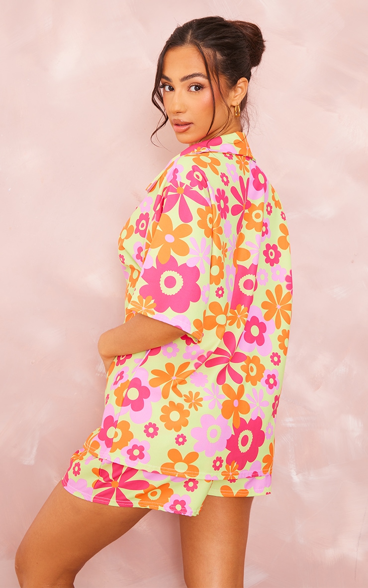 Yellow Mixed Floral Print Button Up Beach Shirt PrettyLittleThing