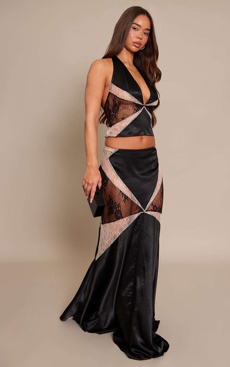 Monochrome Lace Panelled Maxi Skirt image 2