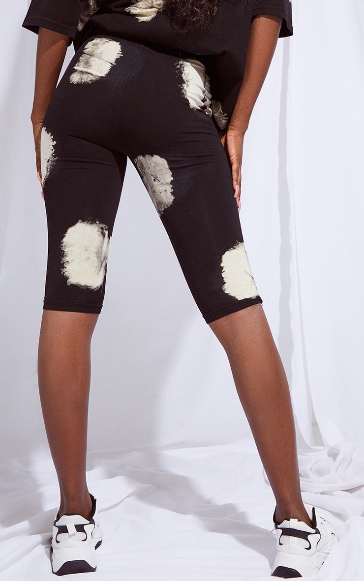 Tall Black Oversized Tie Dye Longline Bike Shorts image 3