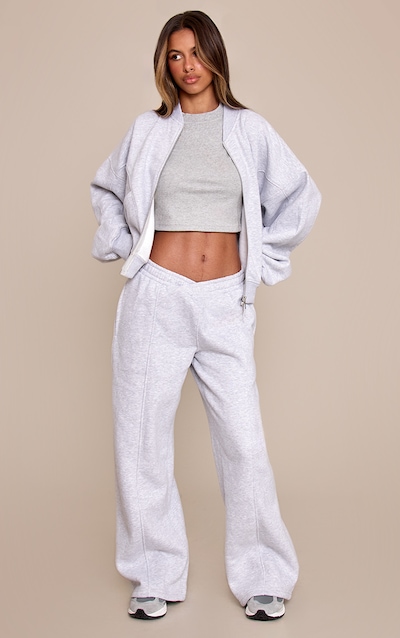 Petite Ash Grey Asymmetric Waistband Joggers