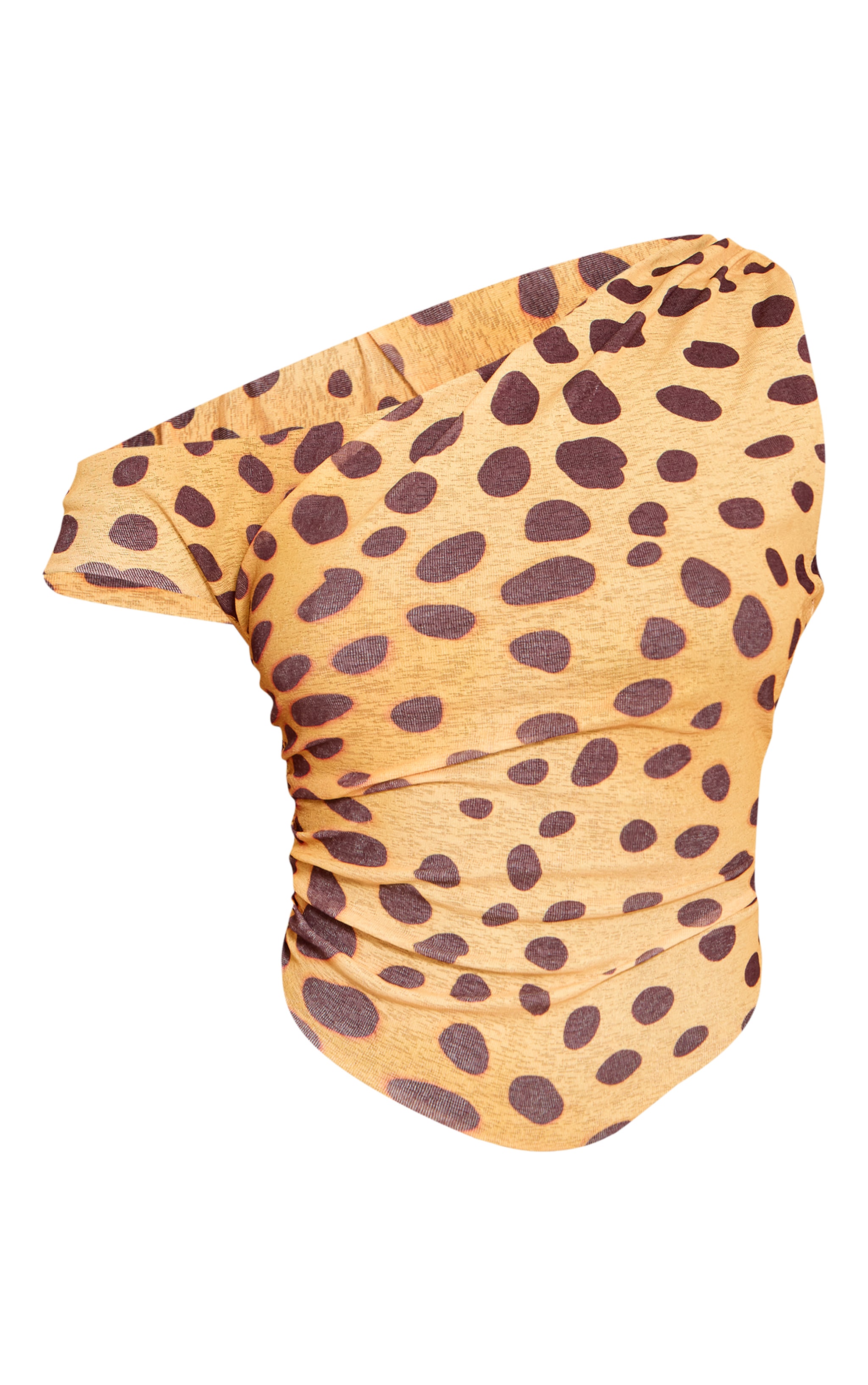 Yellow Leopard Print Onion Skin Sleeveless Asymmetric Hem Top image 5