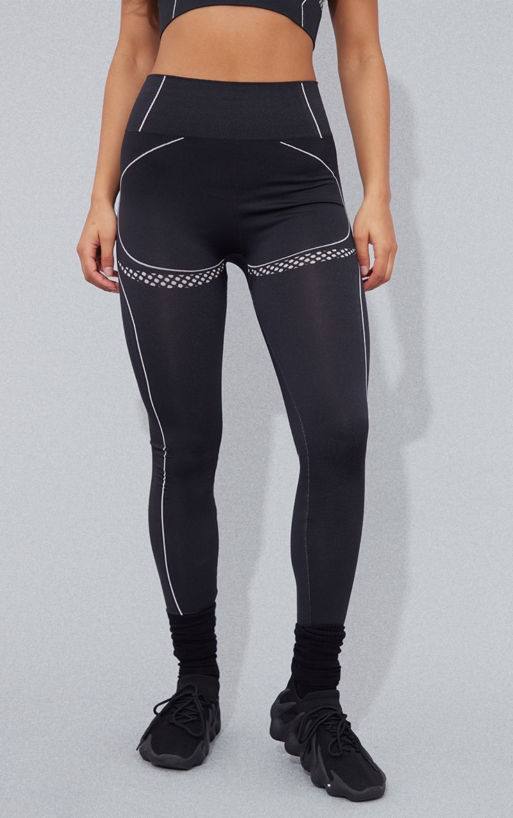 PRETTYLITTLETHING Black Sport Seamless Dot Detail Sports Leggings image 2