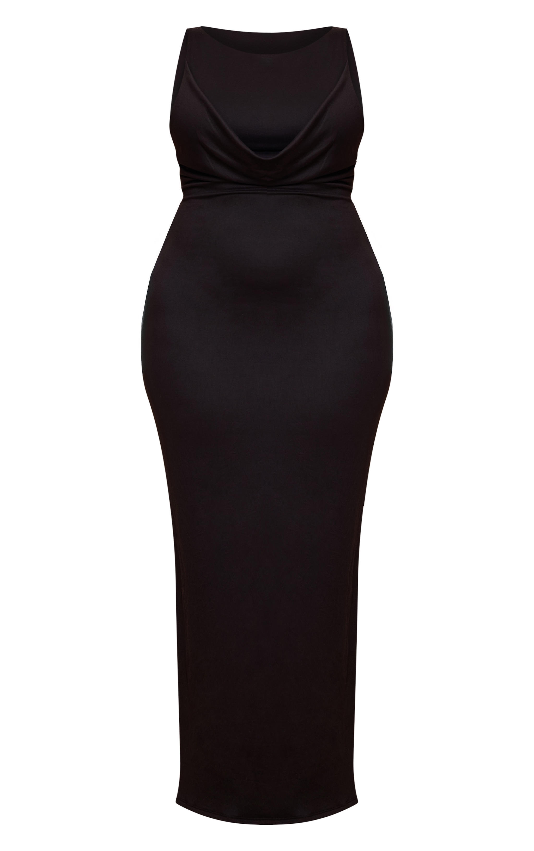 Plus Robe longue doublée noire à buste drapé et contours image 5