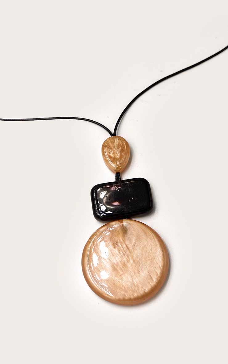 Amber Smokey Dark Chocolate Abstract Pendant Necklace image 3