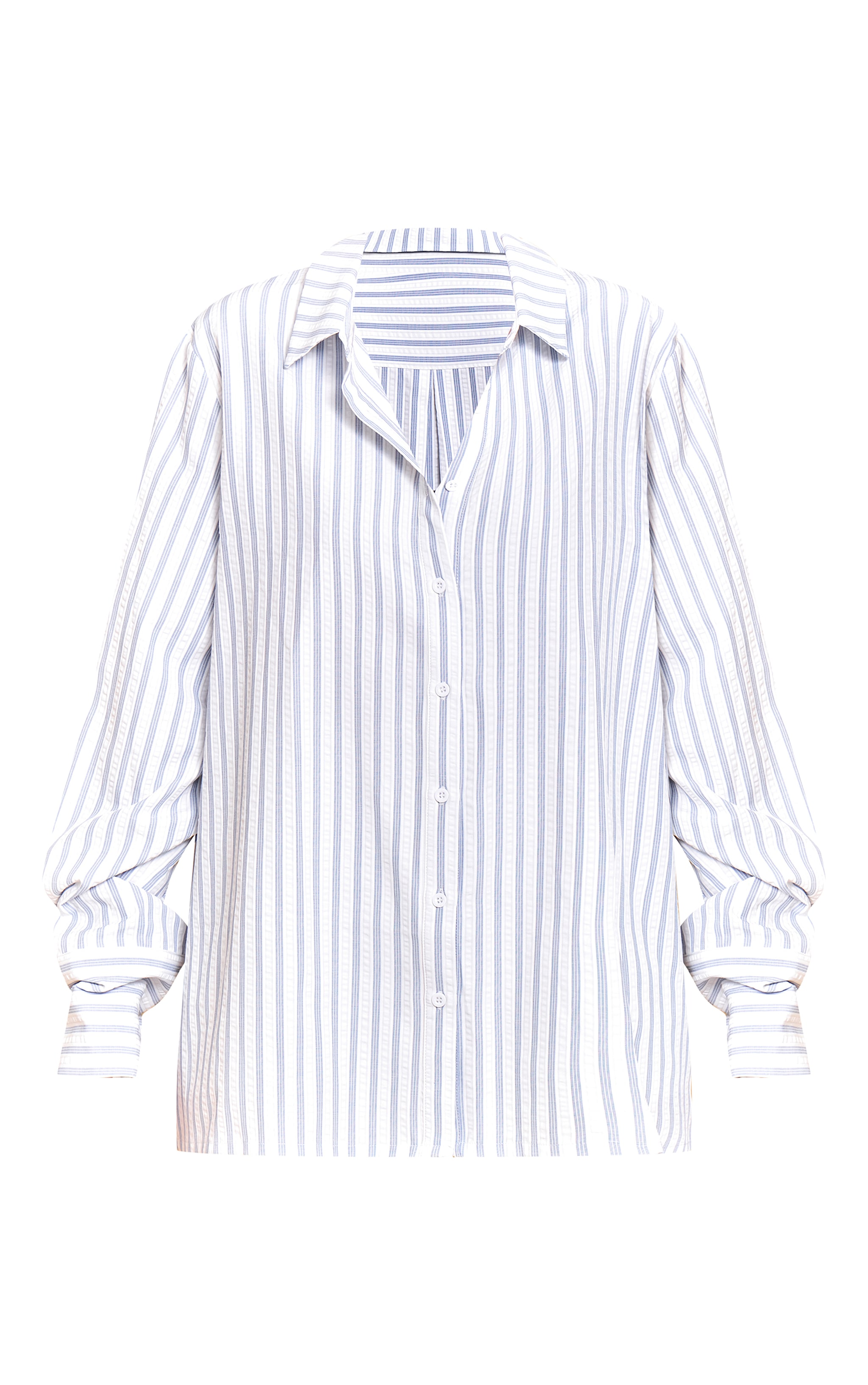 Blue Oversized Stripe Cuff Shirt image 5