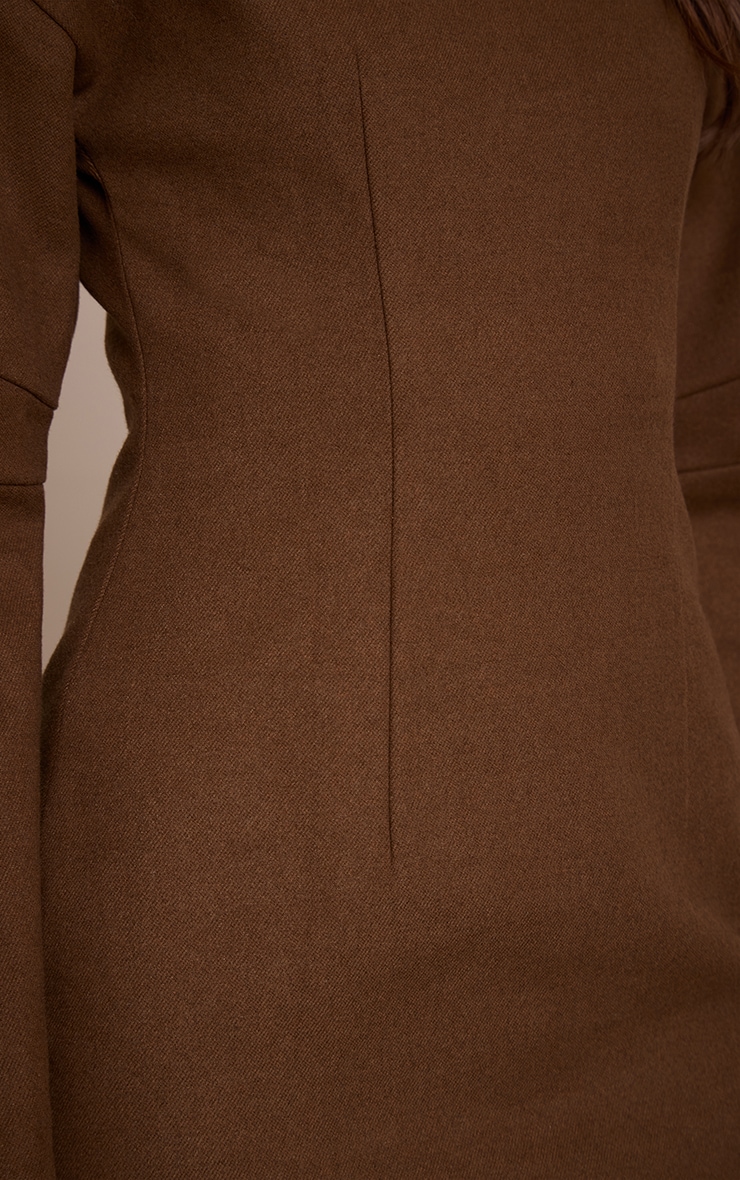 Chocolate Boat Neck Cocoon Sleeve Bodycon Dress image 4