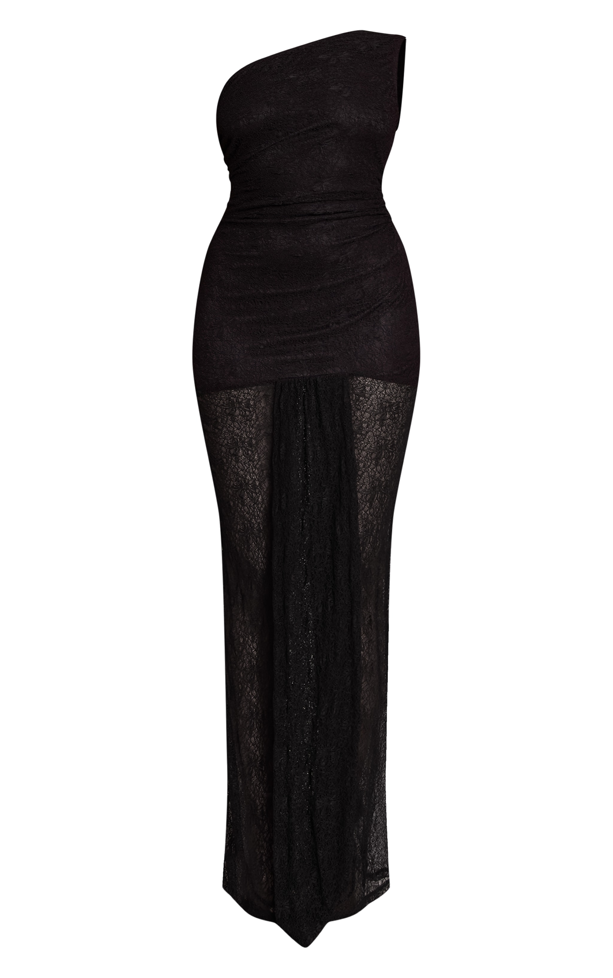 Black Lace One Shoulder Maxi Dress image 5