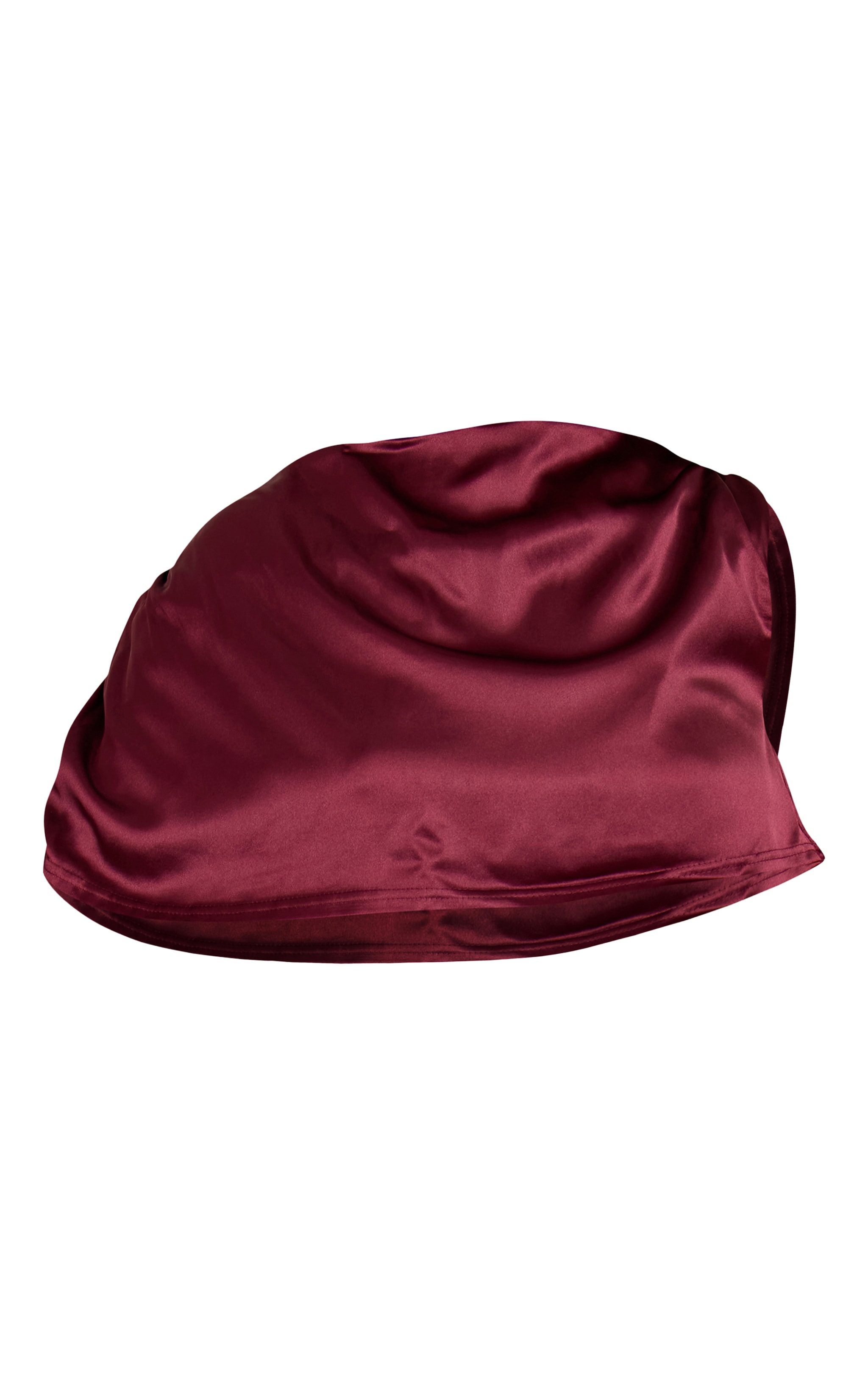 Shape Burgundy Satin Cowl Drape Top image 5