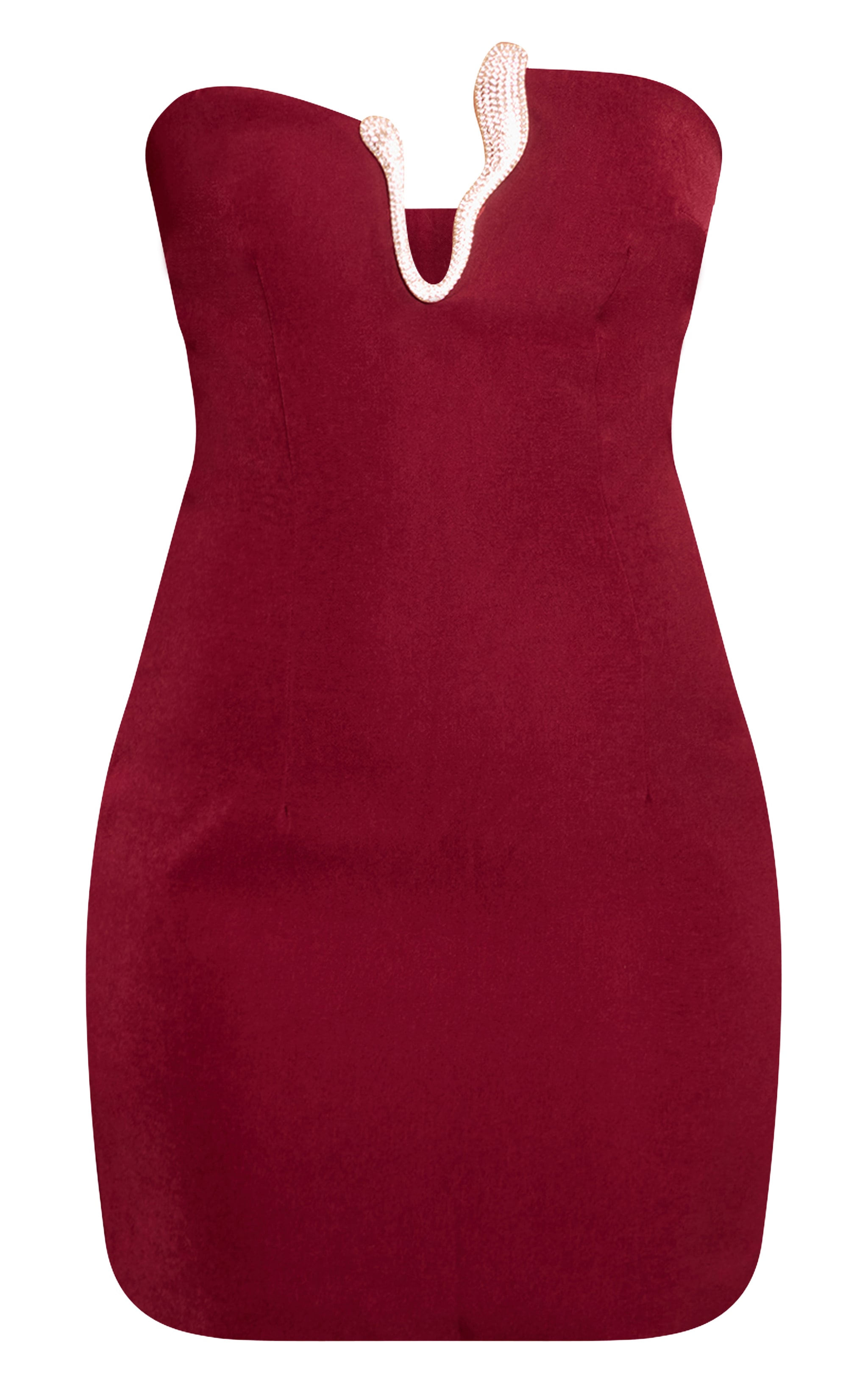 Deep Plum Trim Detail Bandeau Bodycon Dress image 5