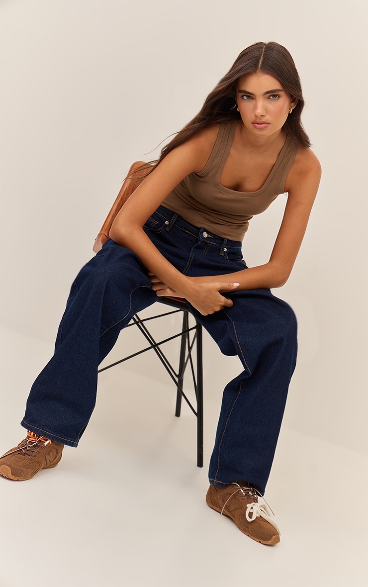 Indigo High Waist Boyfriend Jeans image 2