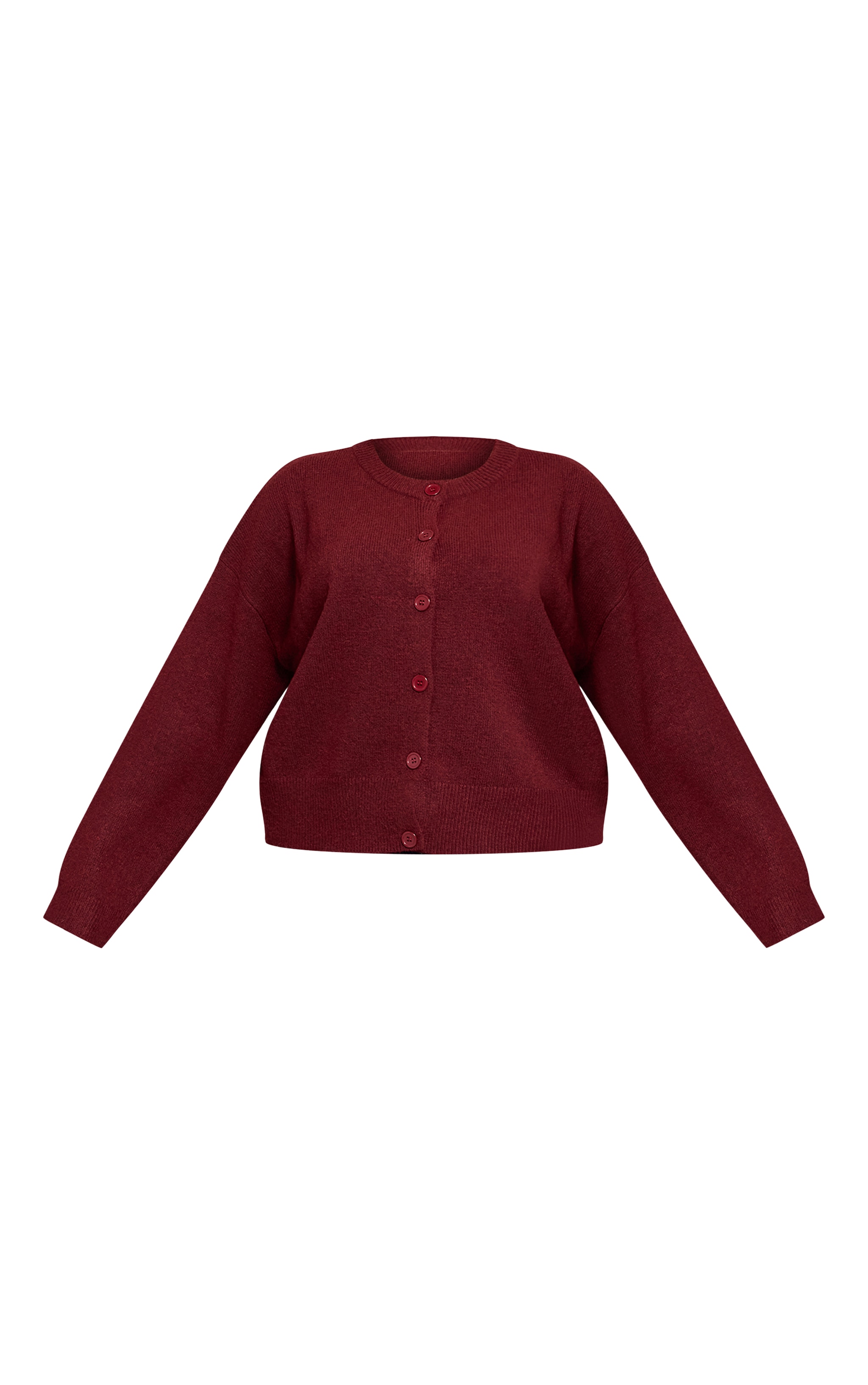 Plus Deep Red Knit Button Through Cropped Cardigan image 5