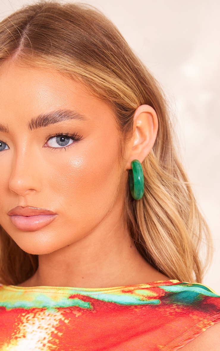 Green Marble Acrylic Hoop Earrings Mulitpack image 3