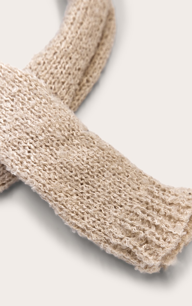 Oatmeal Skinny Knit Scarf image 3