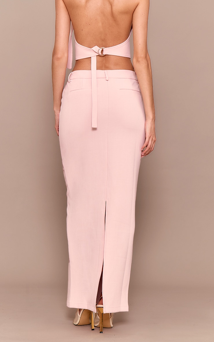 Jupe de tailleur longue tissée rose dragée image 3