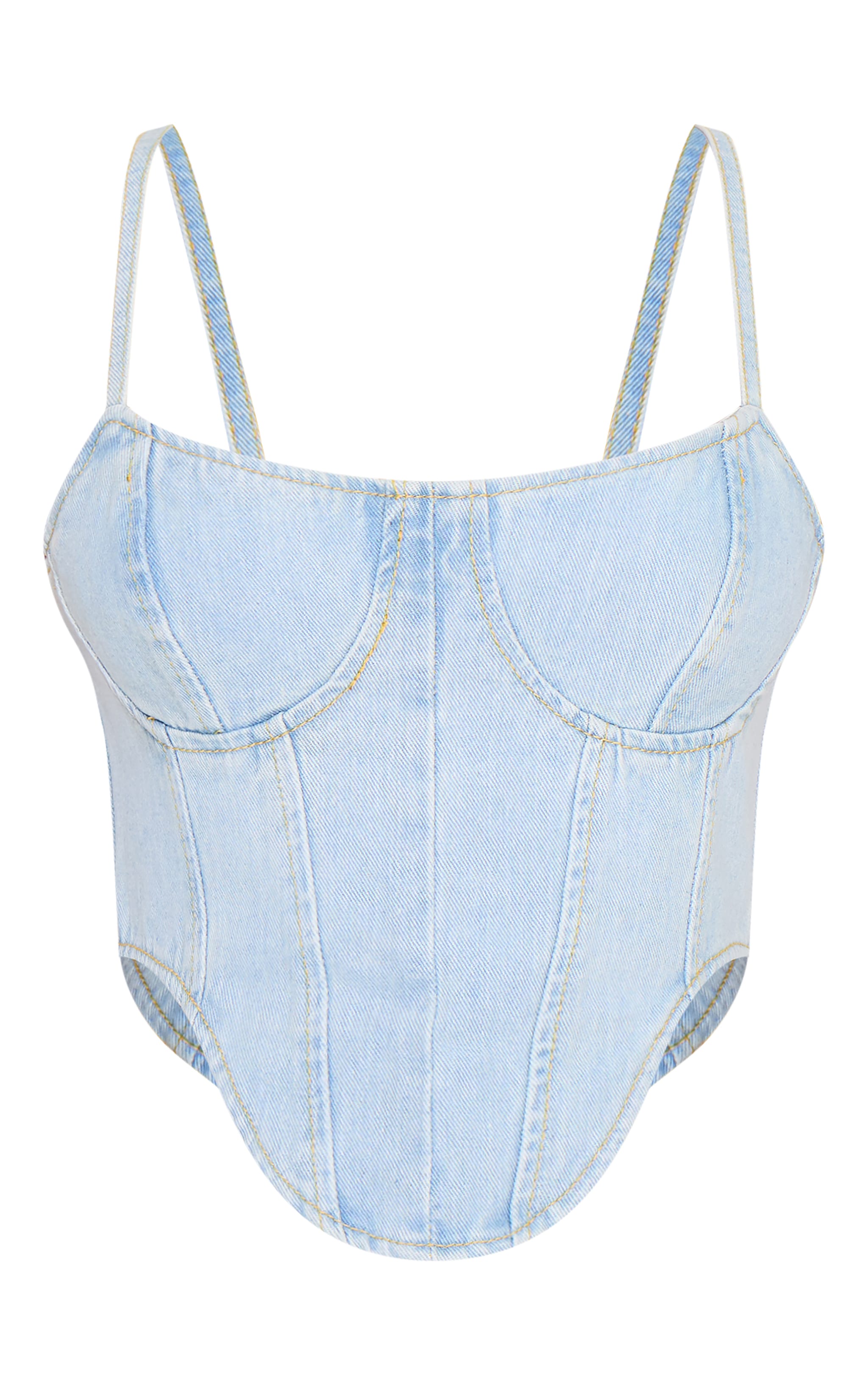 Corset en jean bleu clair délavé à ourlet tombant image 5
