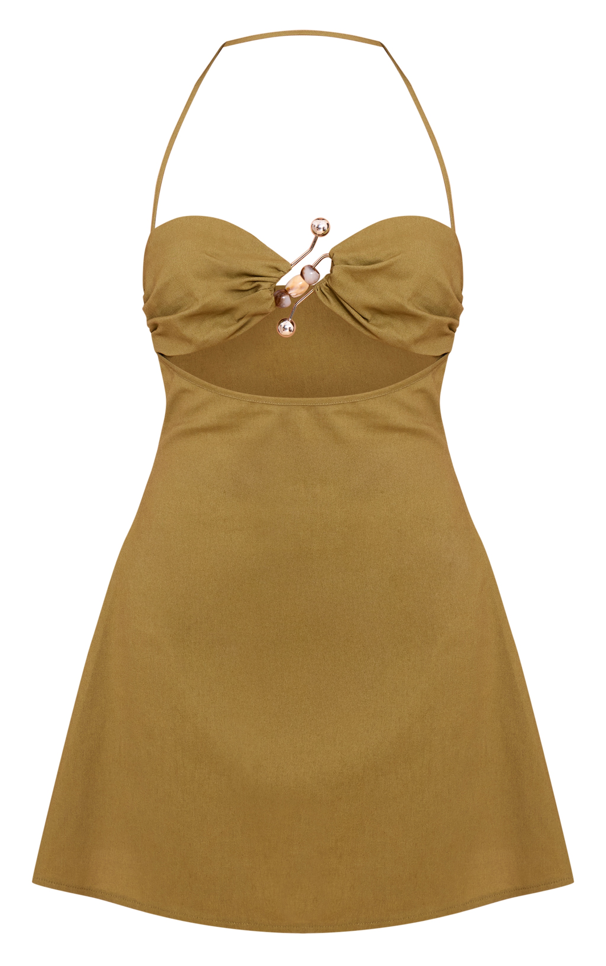 Khaki Trim Detail Shift Dress image 5