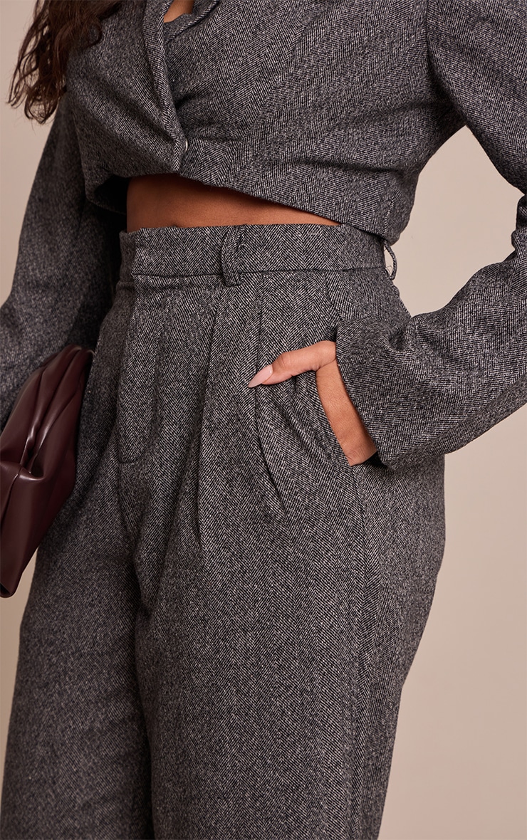 SHAPE charcoal HERRINGBONE STRAIGHT LEG PANT image 4