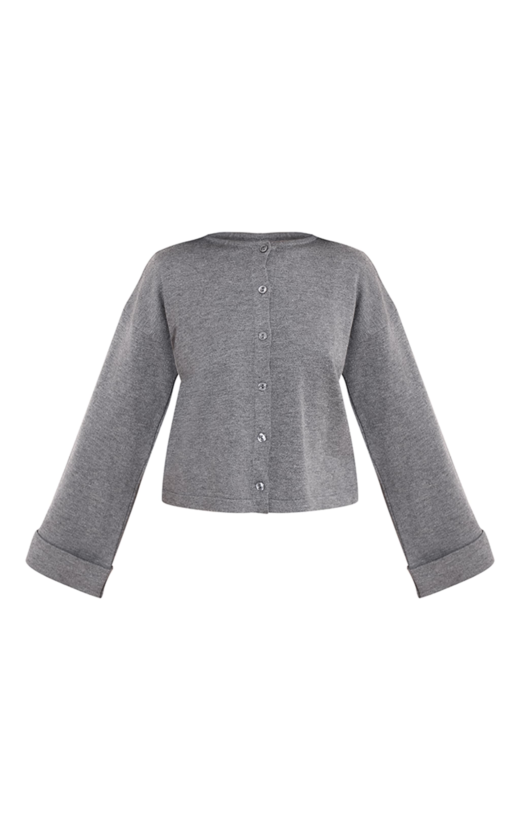 Petite Charcoal Knit Turn Up Hem Cardigan  image 5