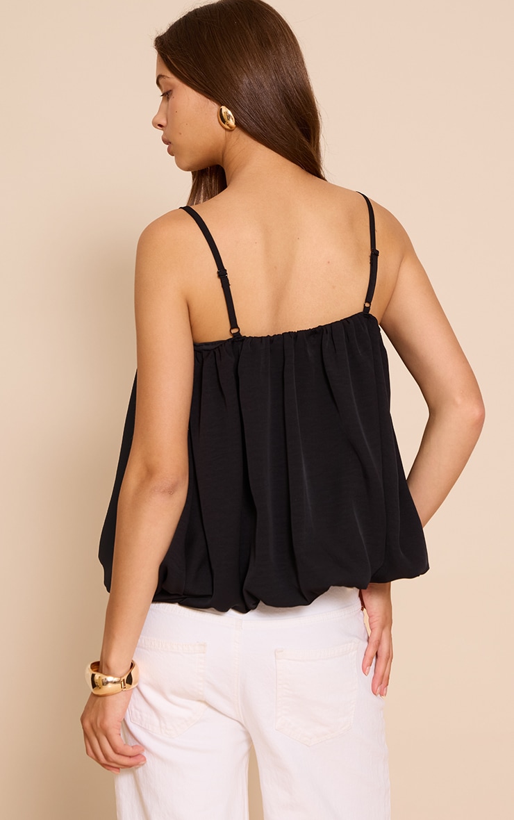 Black Chiffon Strappy Puff Ball Top image 2