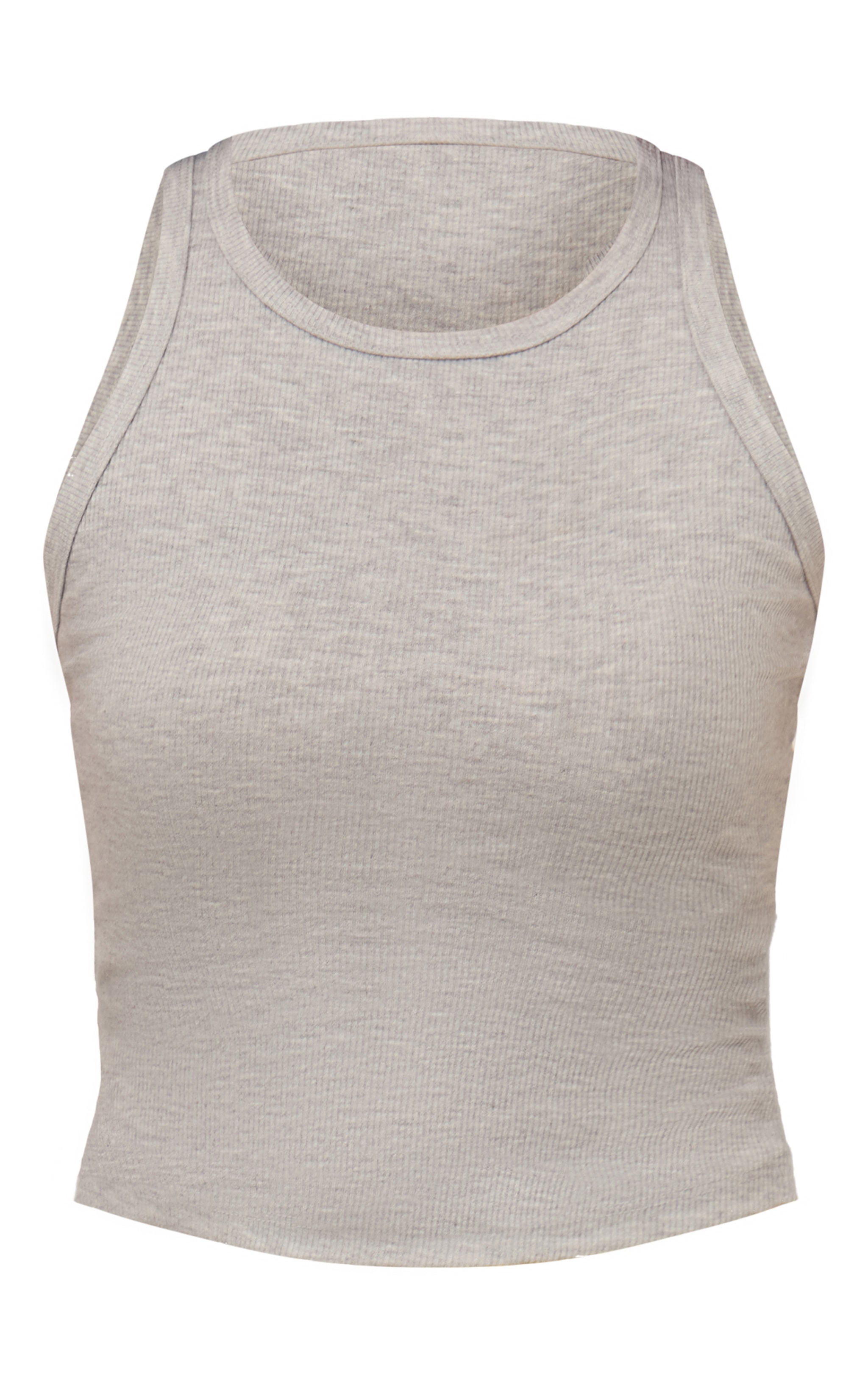 Grey Soft Rib Racer Neck Vest Top image 5