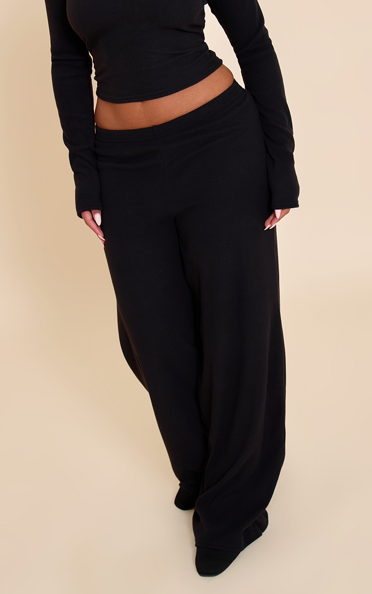 Shape Black Micro Rib Wide Leg Pants image 2