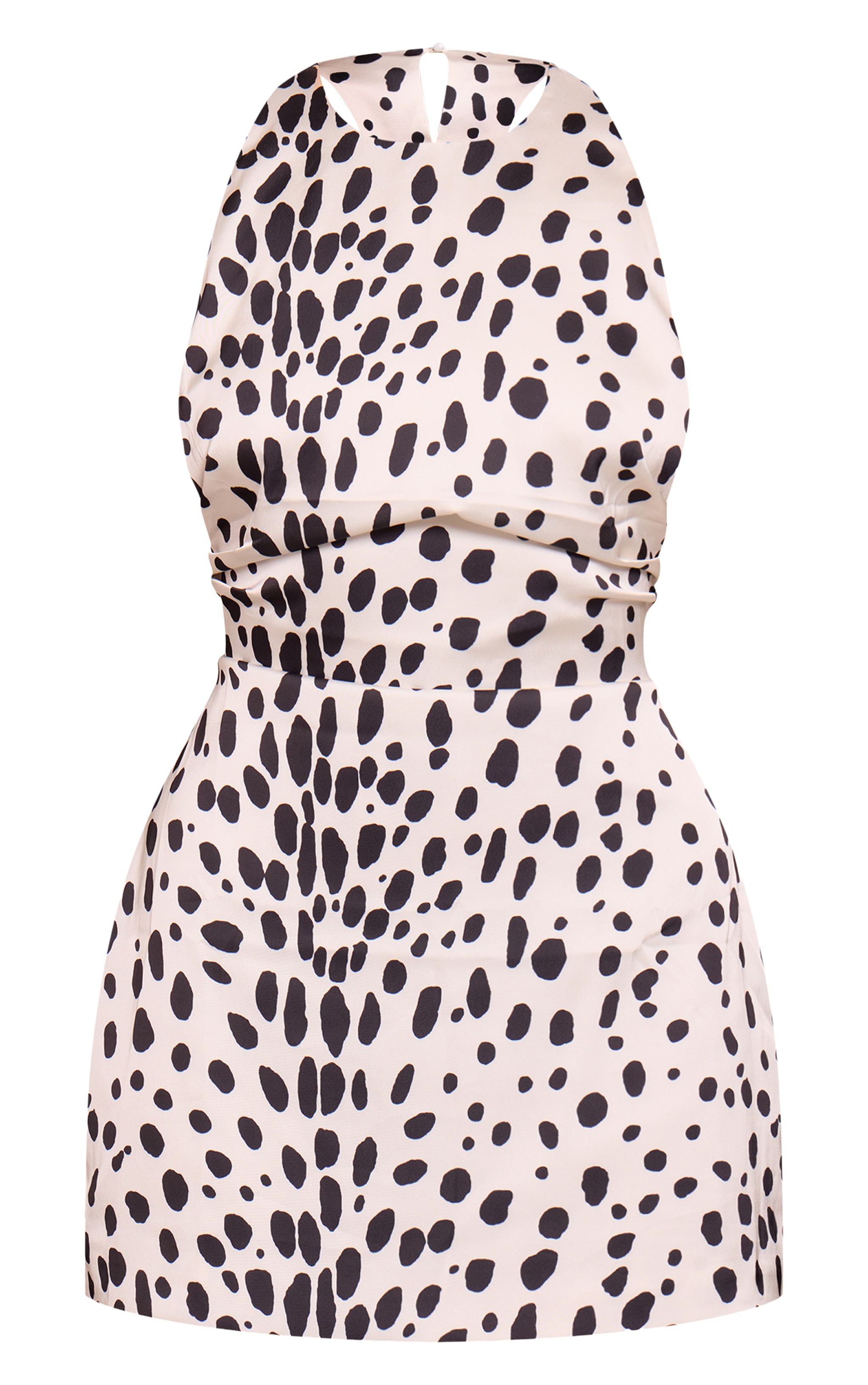 Dalmatian Print Satin Halterneck Back Cut Out Shift Dress image 5