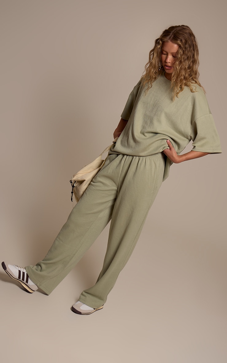 Sage Khaki Jersey Mid Rise Wide Leg Pant image 2