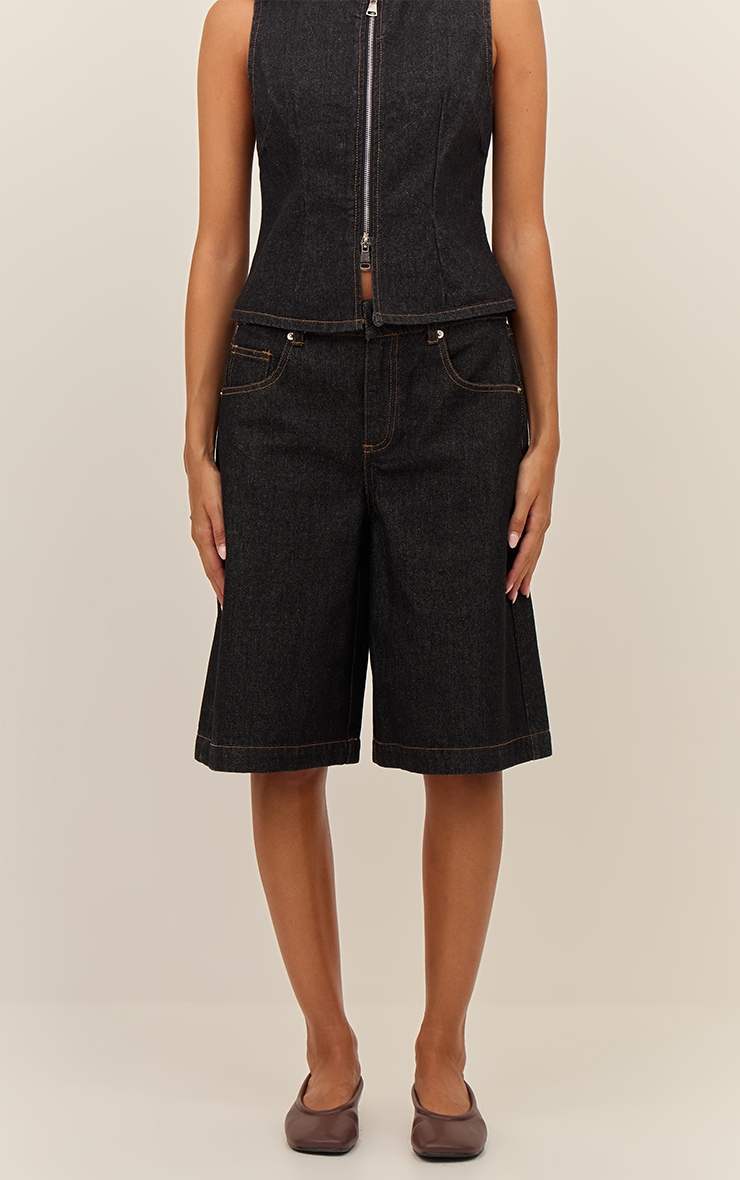 Jort long en jean indigo foncé délavé image 2