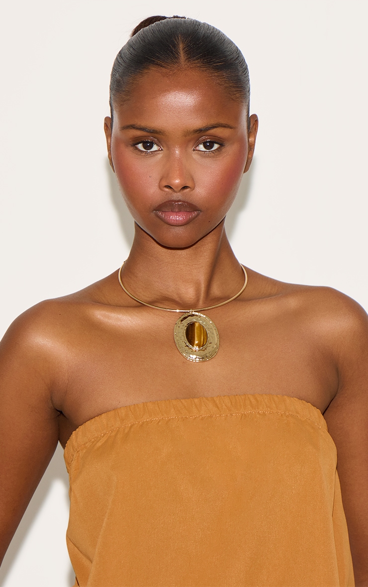 Gold Stone Center Statement Necklace image 1