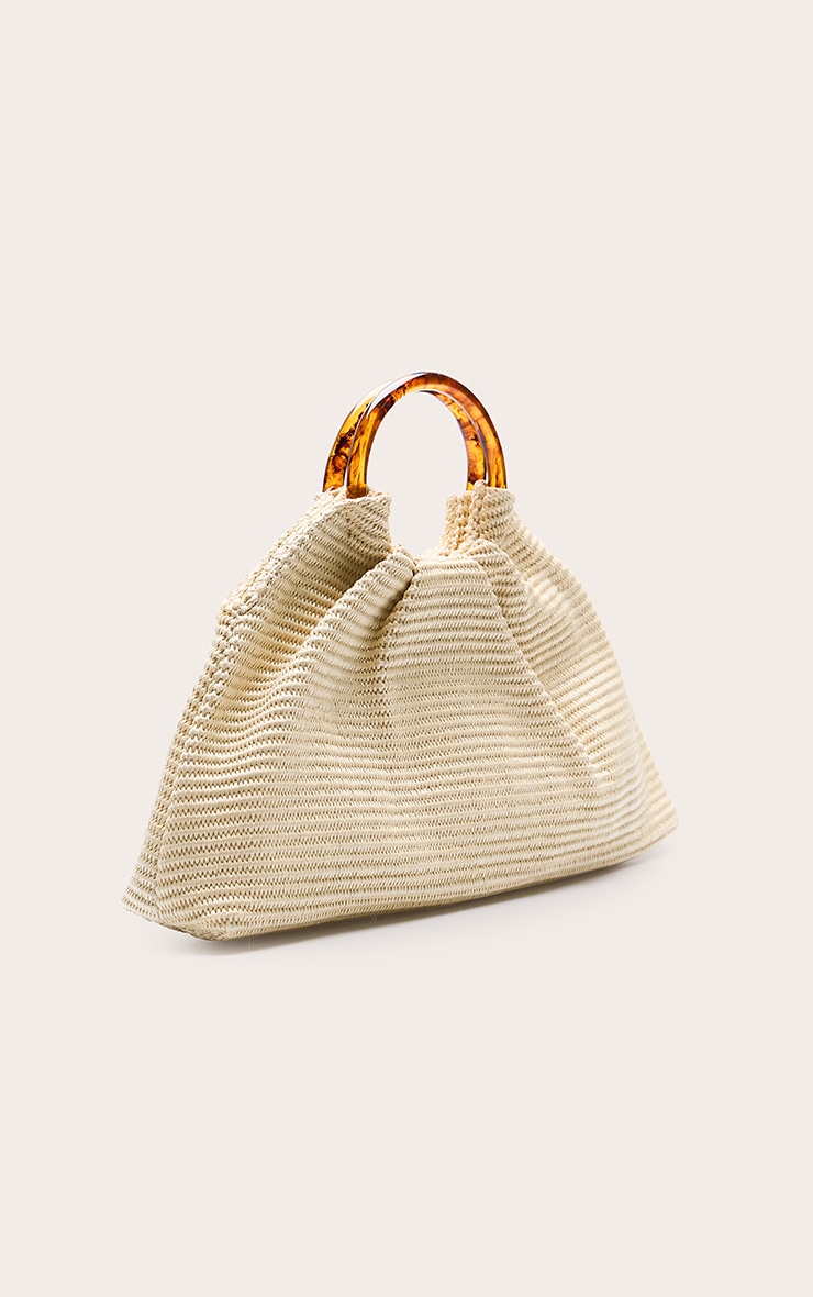 Cream Raffia Trapeze Hand Bag image 3
