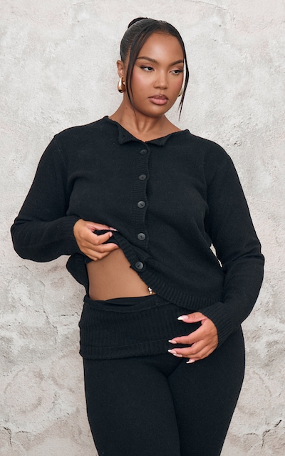 Black Relaxed Cotton Cardigan main image 1