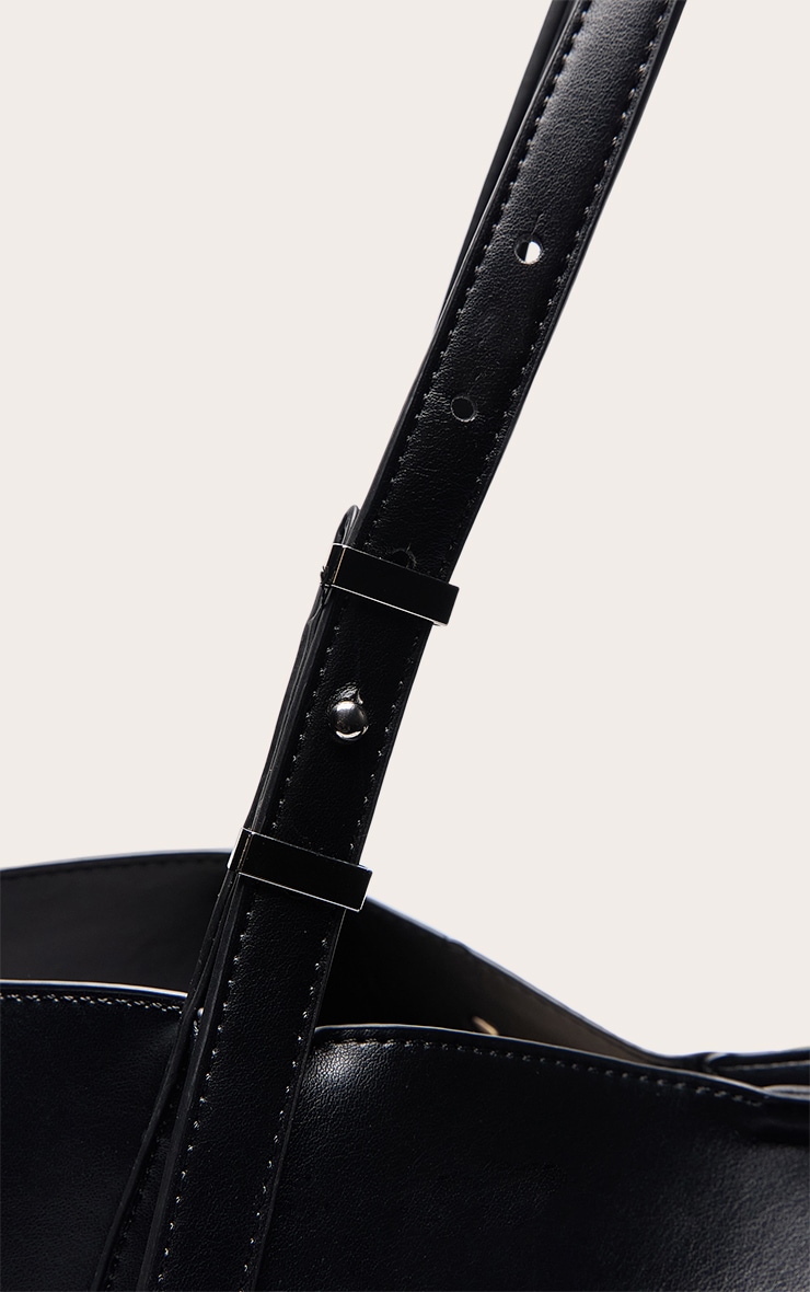 Black Dome Stud PU Adjustable Strap Tote Bag image 5