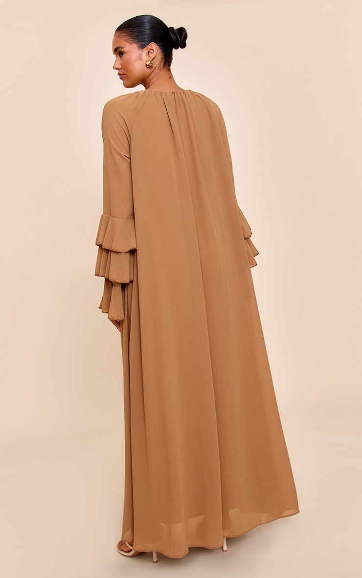 Chocolate Chiffon Frill Sleeve Detail Maxi Dress image 2