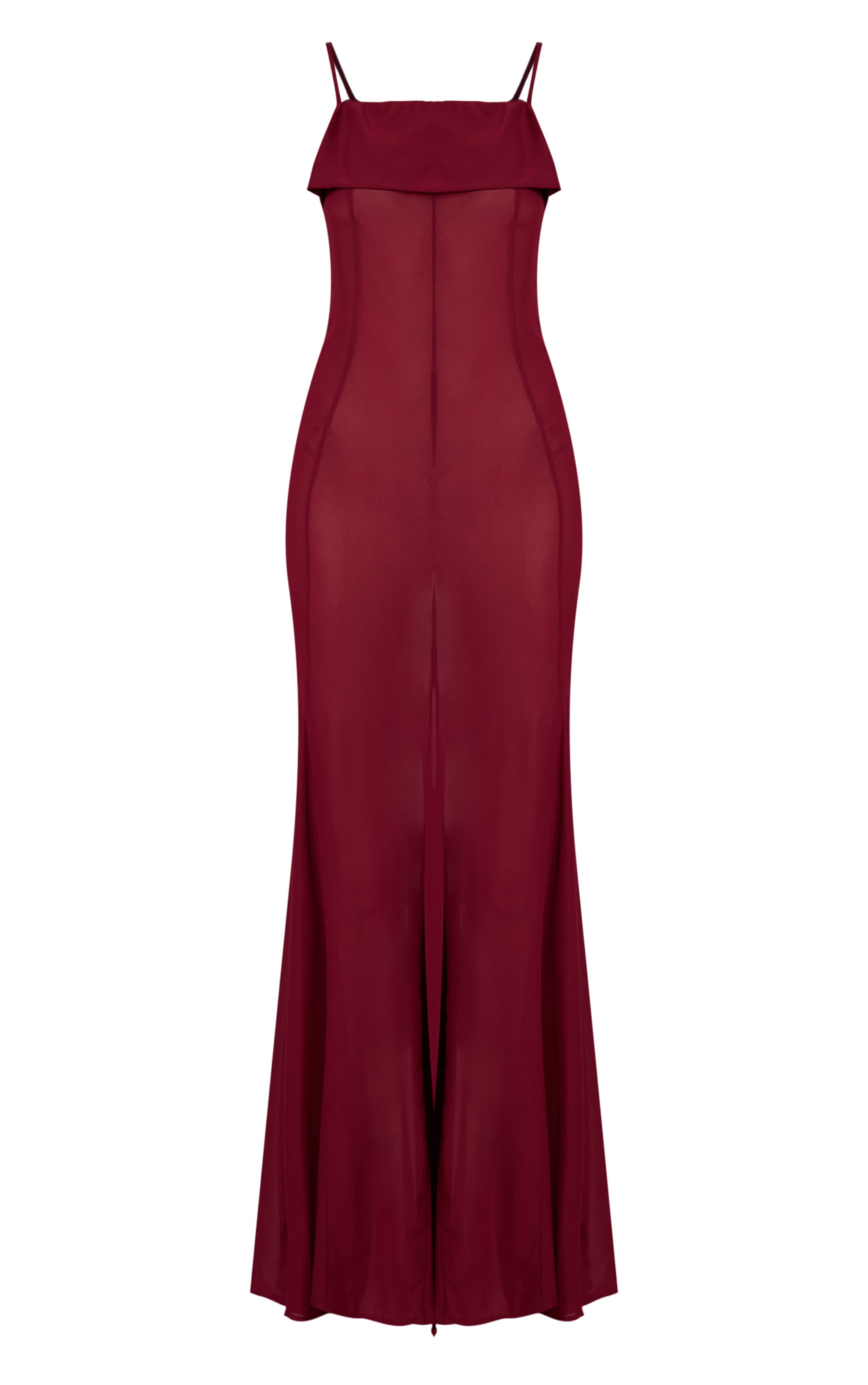 Robe longue bordeaux transparente découpée image 5
