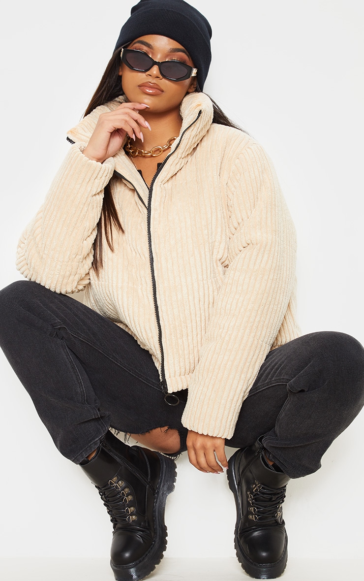 Stone Ribbed Textured Oversized Puffer  4