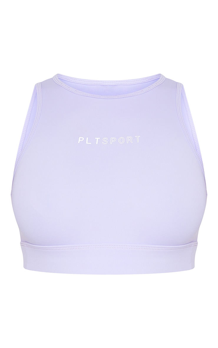 PRETTYLITTLETHING Lilac Sculpt Luxe Cropped Gym Top image 4