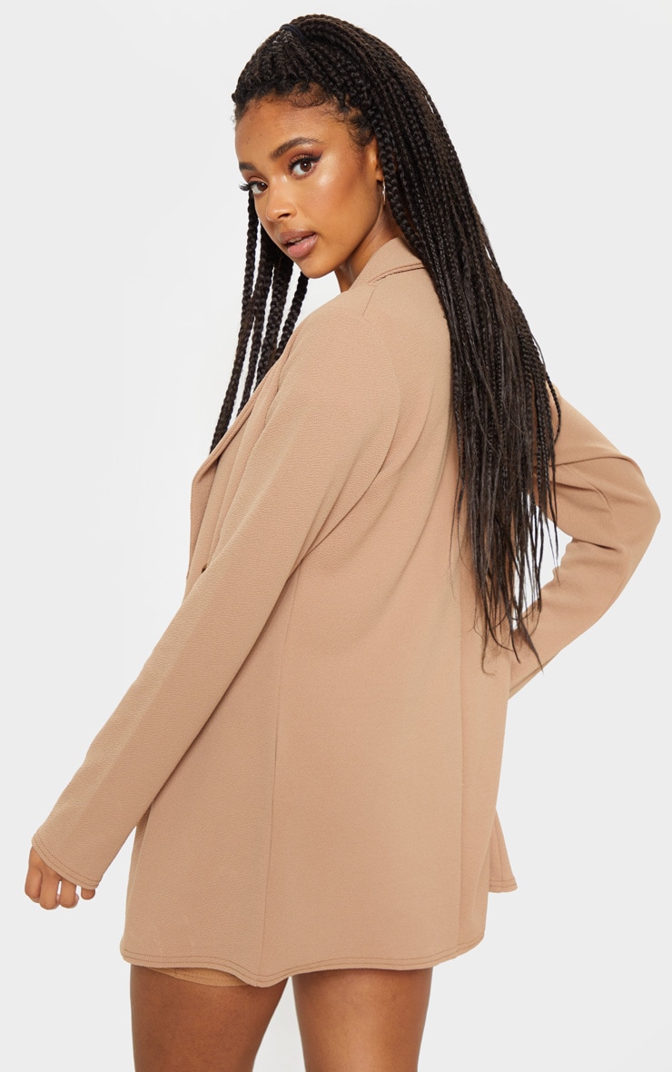 Camel Oversized Front Button Detail Blazer image 2