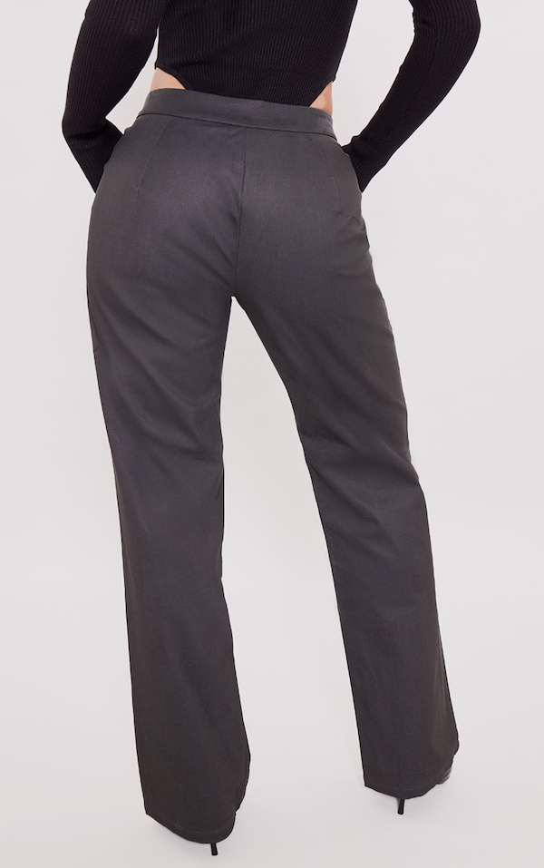 Black Matte Faux Leather Straight Leg Pants PrettyLittleThing AUS