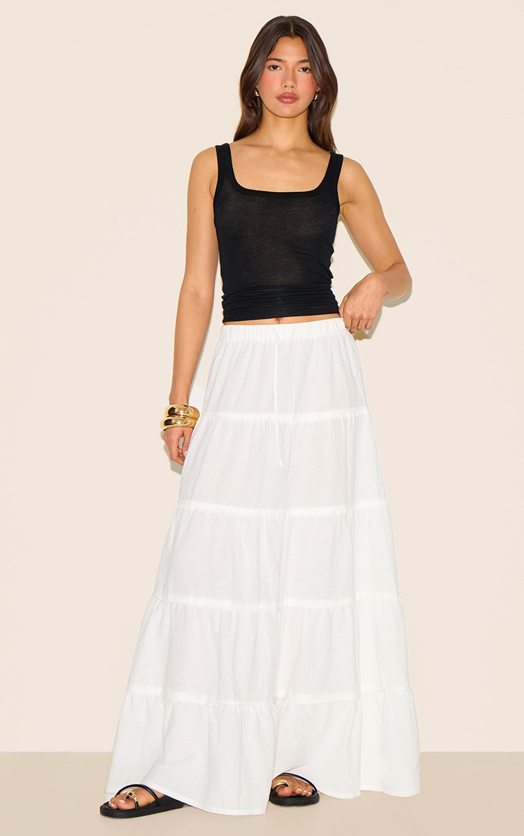 [MONOHA] /☆ 25SS Cotton tiered maxi skirt / white Cotton tiered maxi skirt (white) : MONOHA