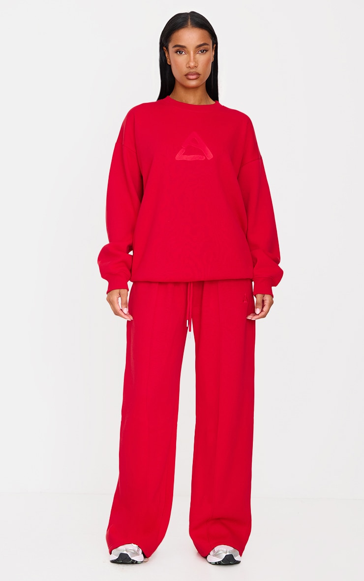 Dark Red Embroidered Sweatshirt image 3