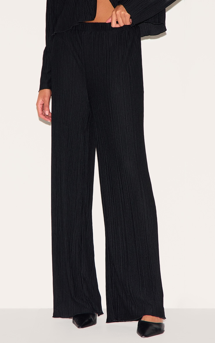 Pantalon large texturé noir plissé image 2
