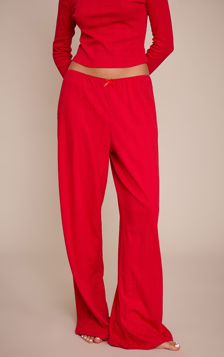 Red Pointelle Pyjama Trousers image 2