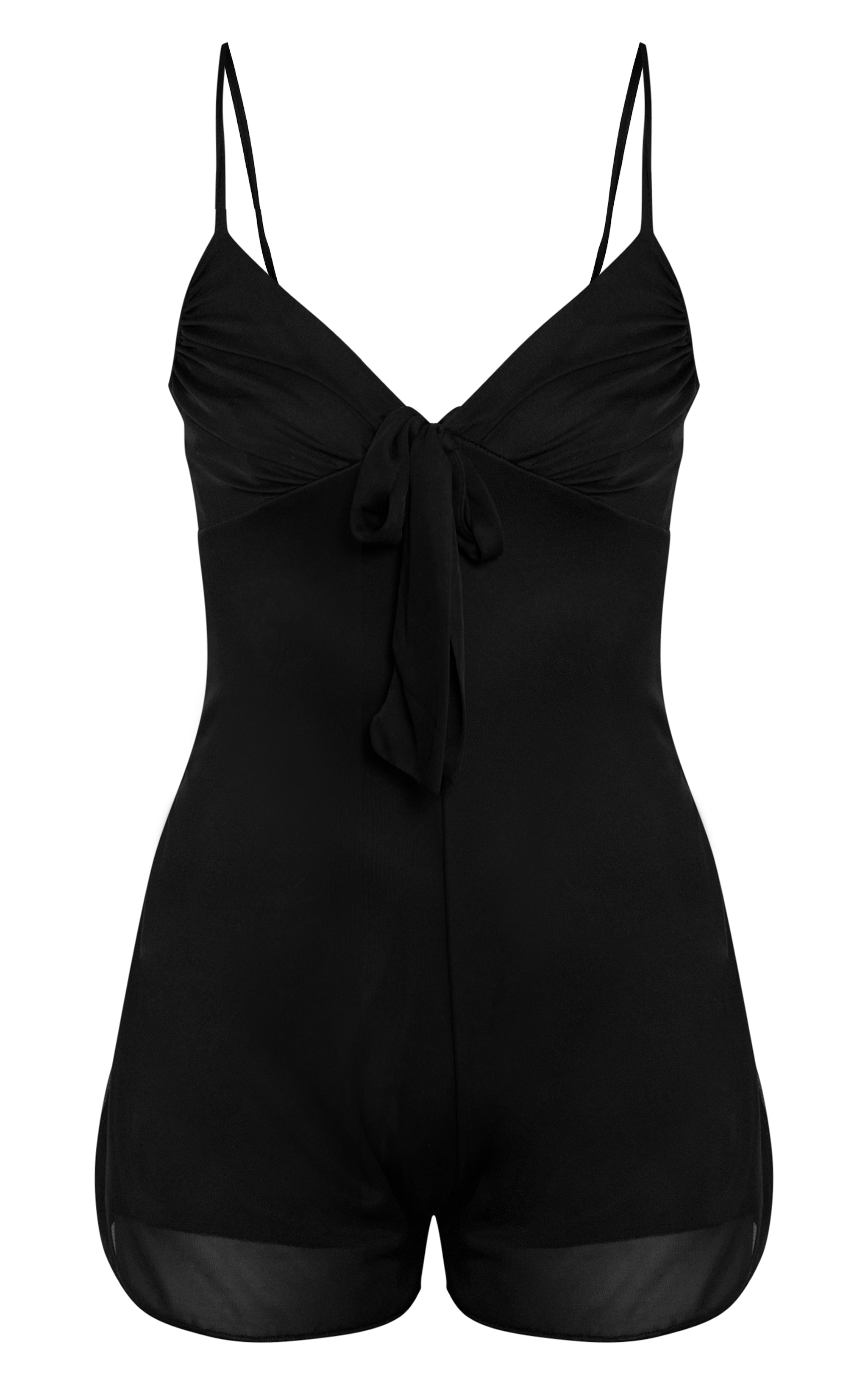 Mini combishort droit en mesh noir à détail noué image 5