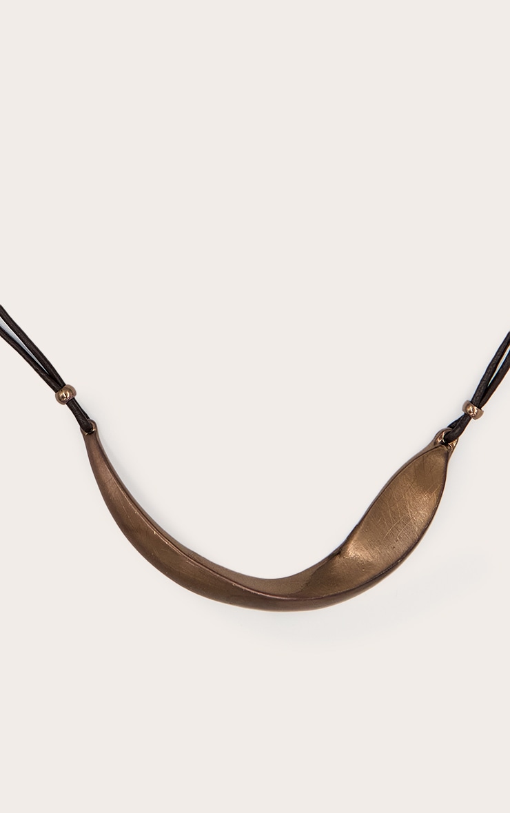 Chocolate Brushed Curved Metal Necklace image 2