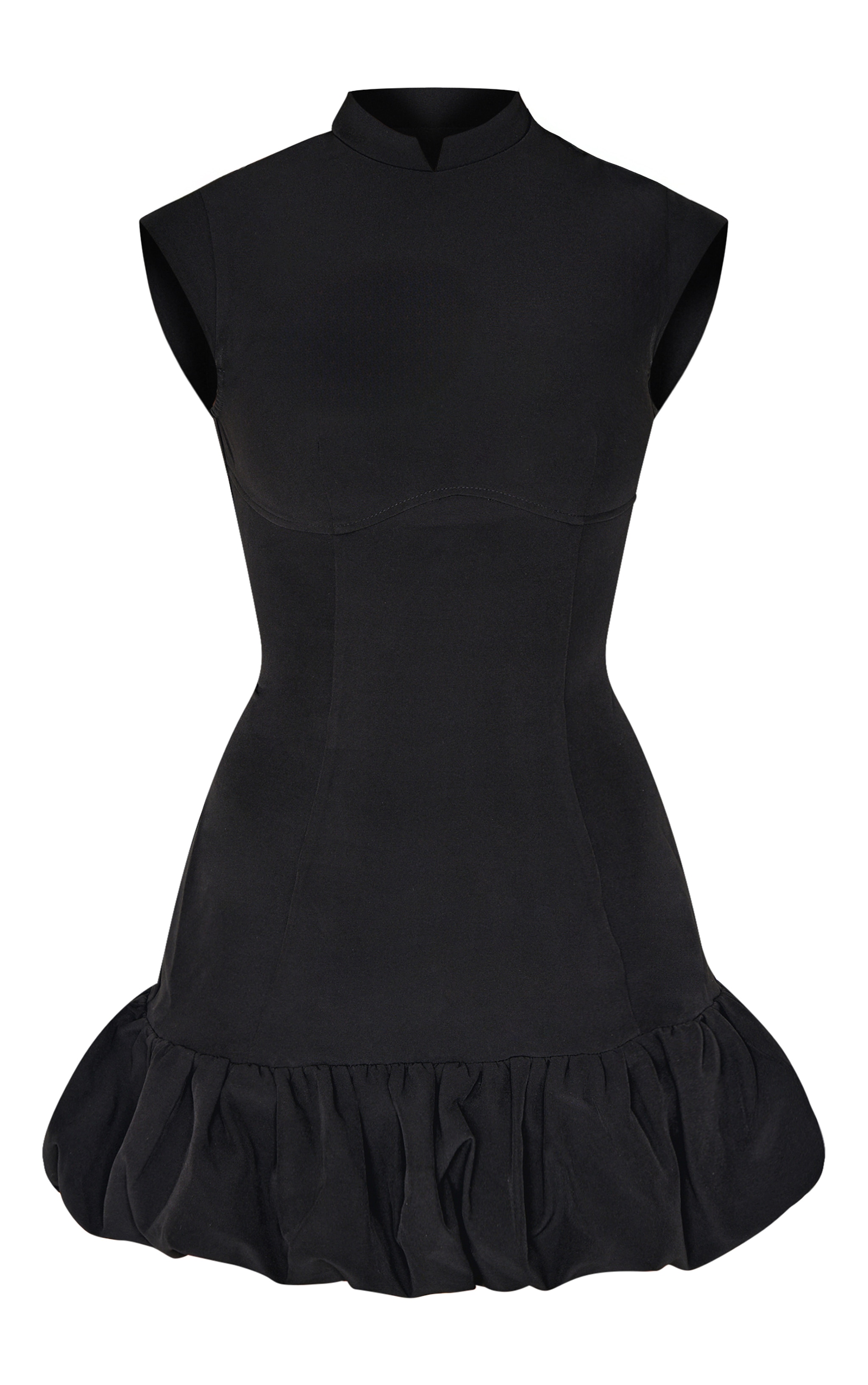 Black Bust Seam Detail Puffball Dress image 5