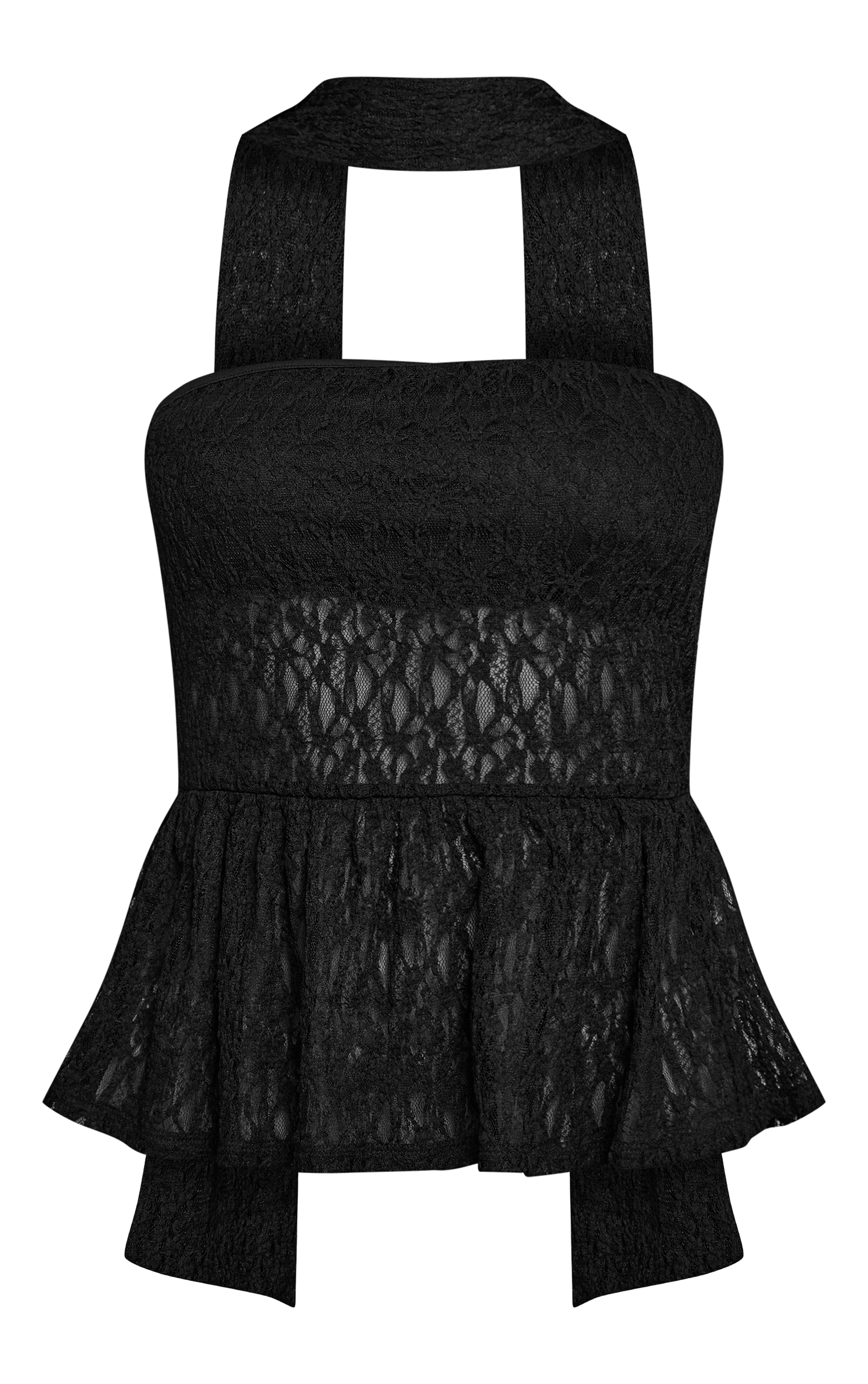 Black Lace Bandeau Scarf Detail Cami Top image 5