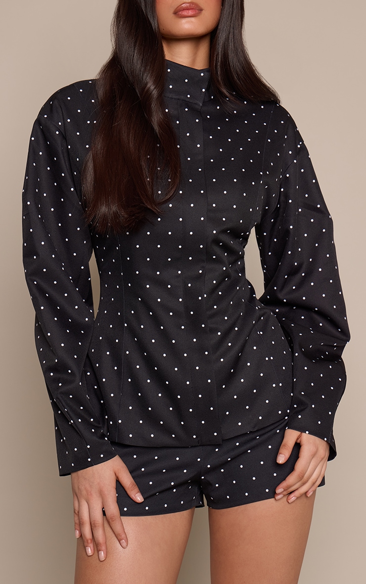 Black Polka Dot Tailored Short image 2