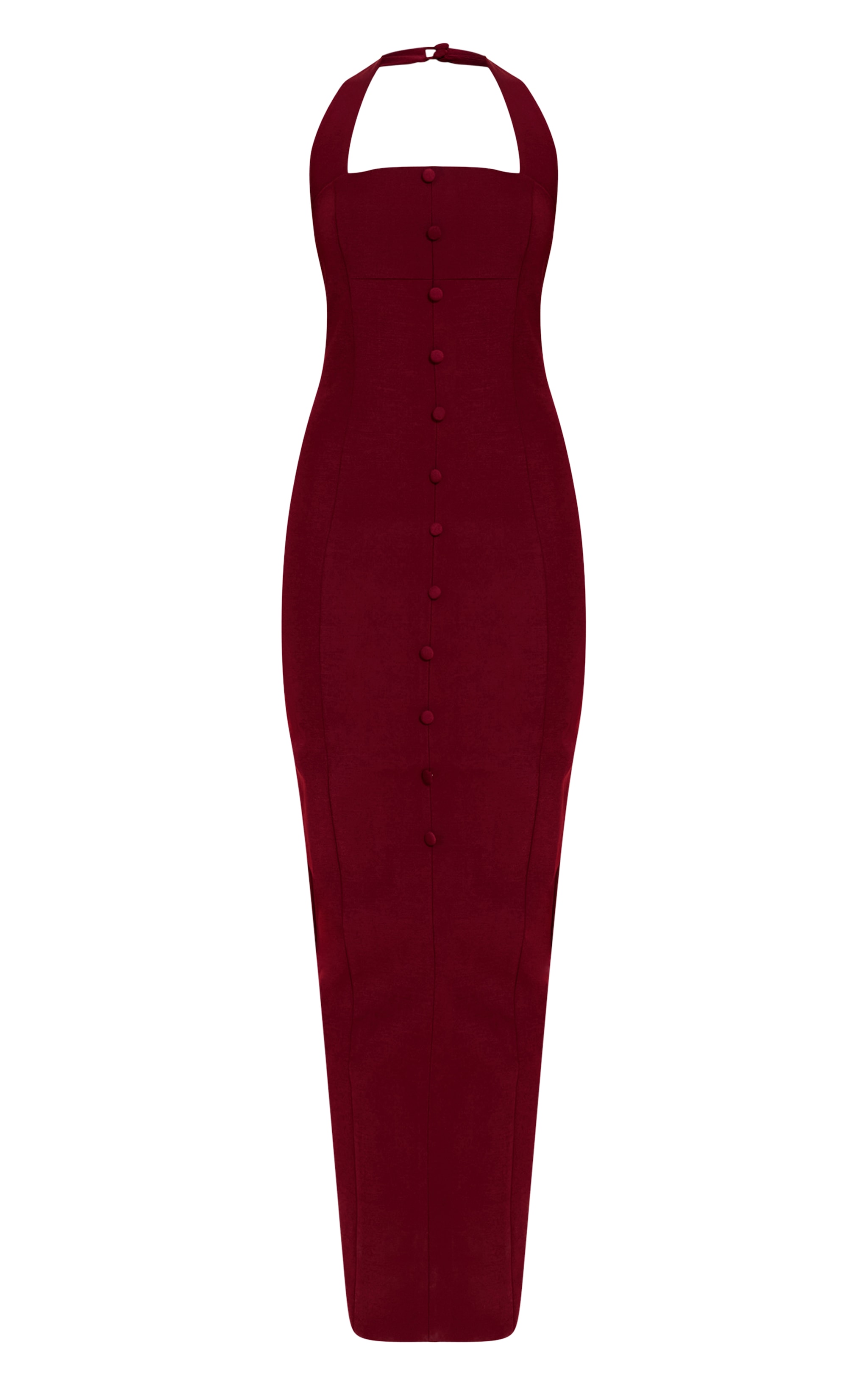 Robe longue tissée prune à dos nu et boutons image 5