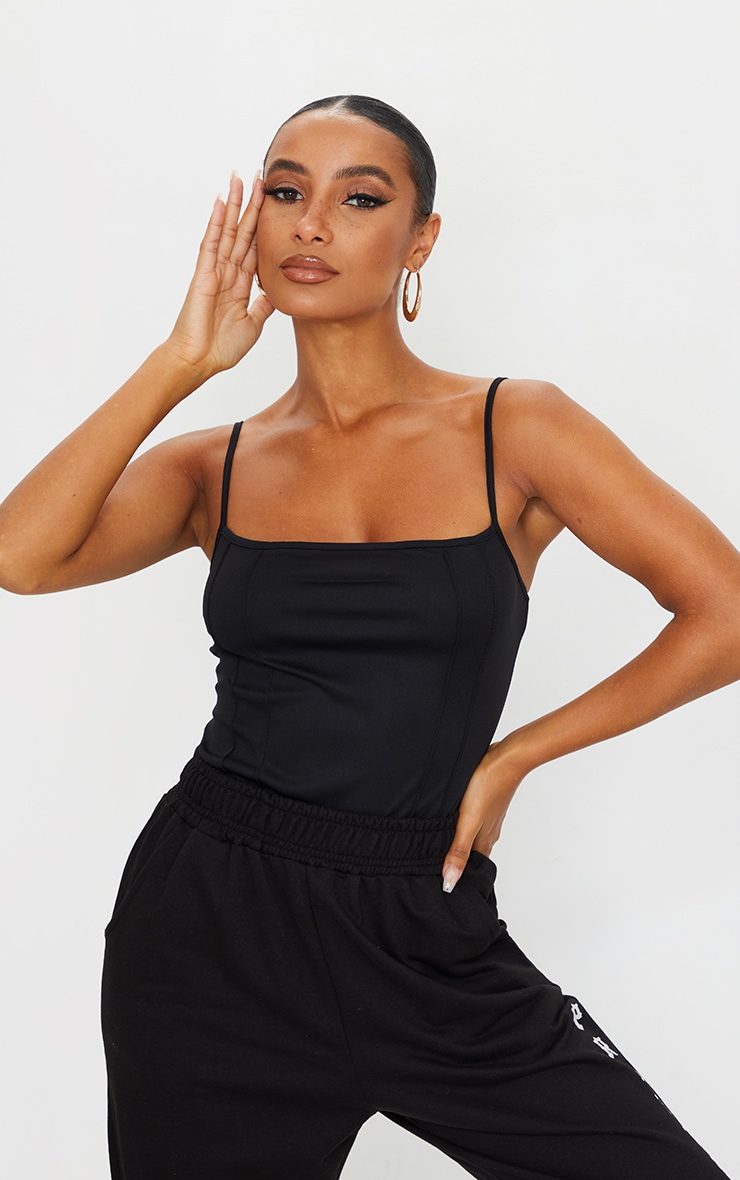 Black Exposed Seam Cami Top